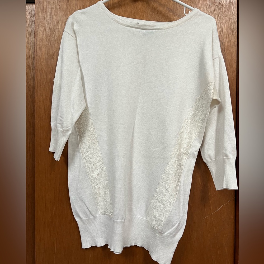 The Limited Ivory Sweater with Lace Detail